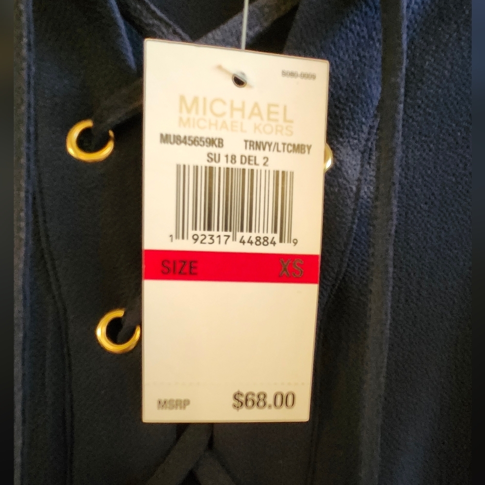NWT Michael Kors Navy Blue Blouse - Picture 2 of 5